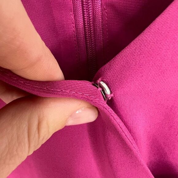 Ann Taylor Magenta Tie Waist Sleeveless Faux wrap Sheath Dress Size 6 NWT - Picture 7 of 16